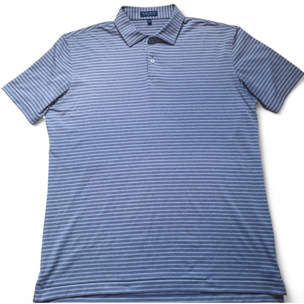 Peter Millar Purple and Grey Striped Polo